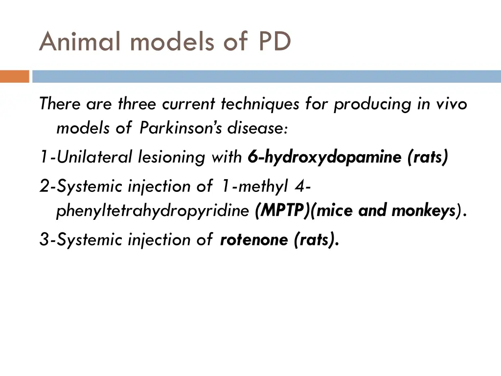 animal models of pd