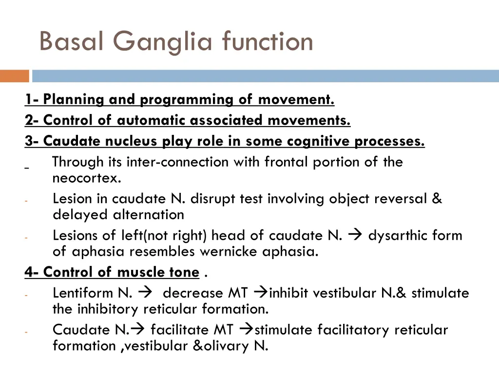 basal ganglia function