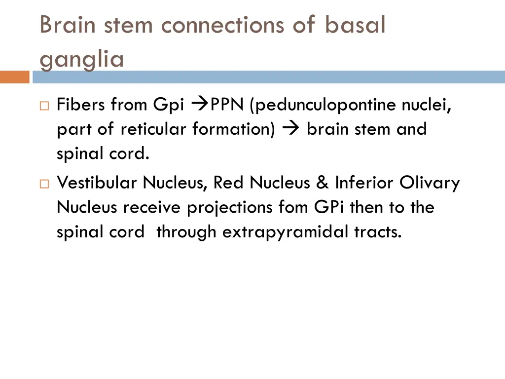 brain stem connections of basal ganglia
