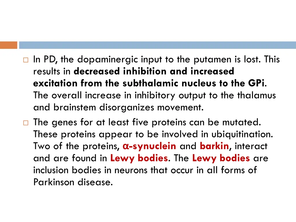 in pd the dopaminergic input to the putamen