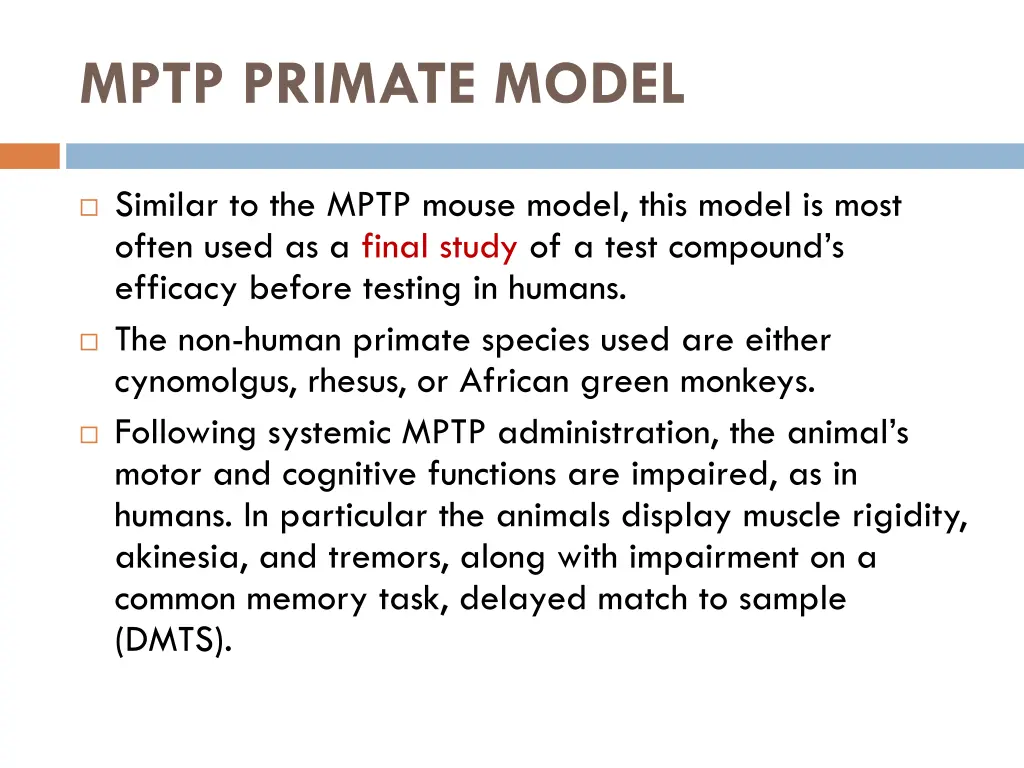 mptp primate model