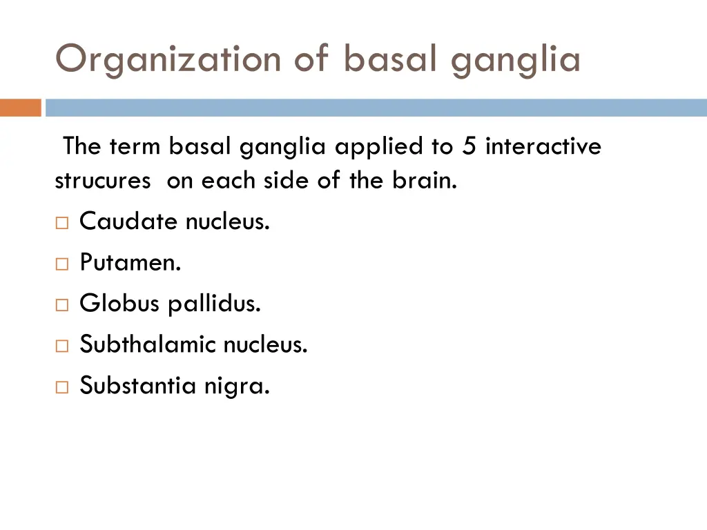 organization of basal ganglia