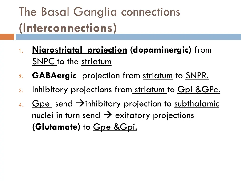 the basal ganglia connections interconnections