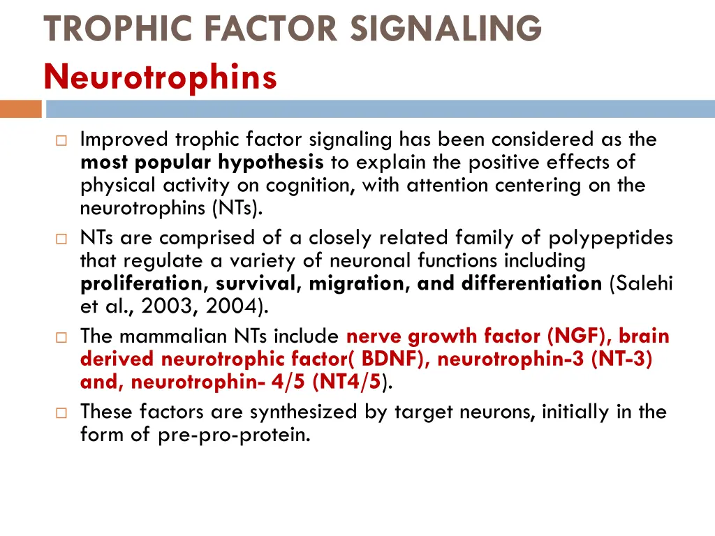 trophic factor signaling neurotrophins
