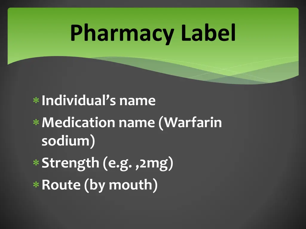 pharmacy label
