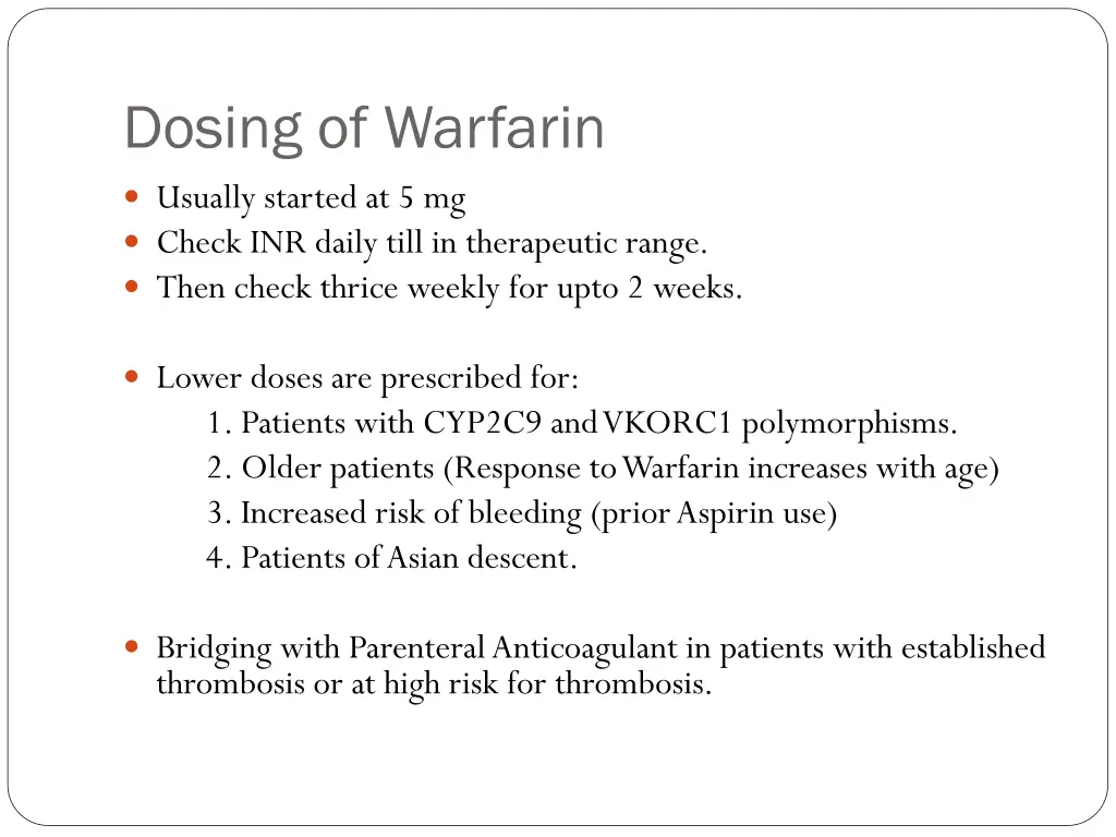 dosing of warfarin