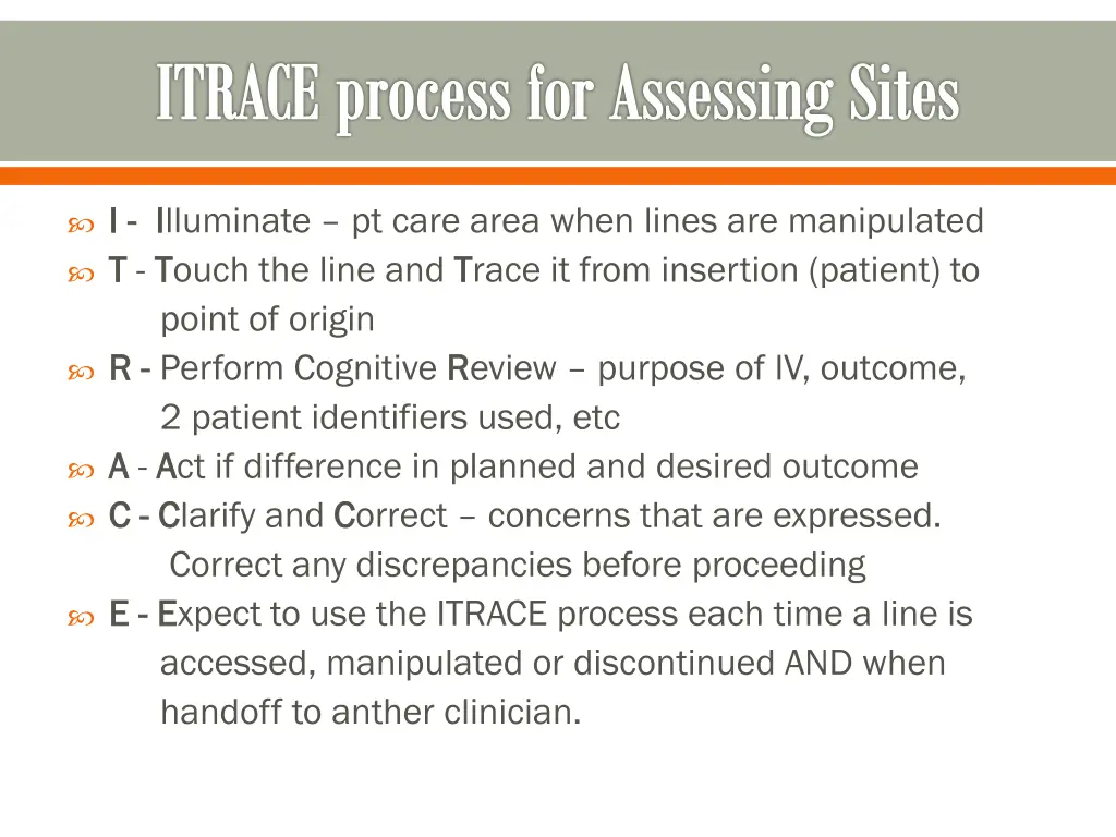 itrace process for assessing sites