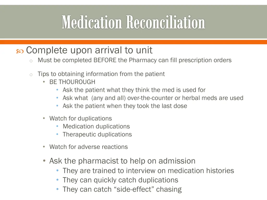 medication reconciliation