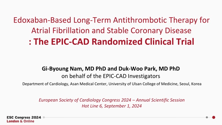 edoxaban based long term antithrombotic therapy