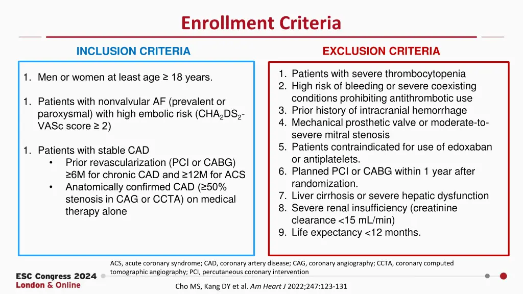 enrollment criteria