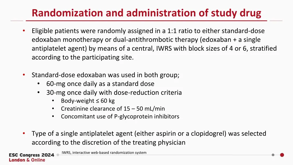 randomization and administration of study drug