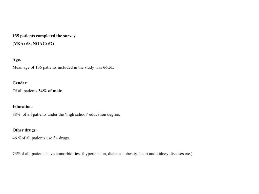 135 patients completed the survey