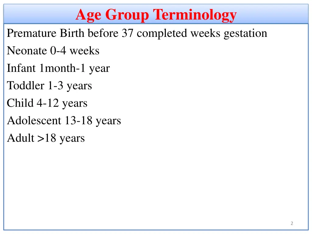 age group terminology premature birth before