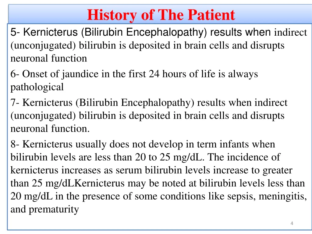 history of the patient