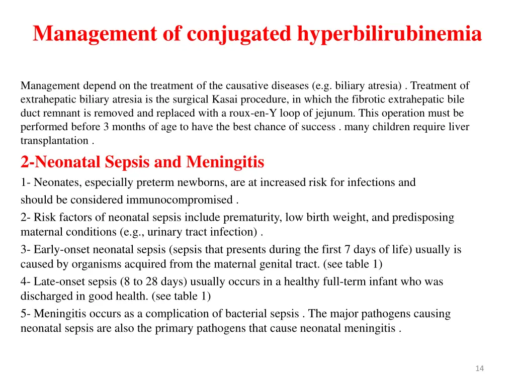 management of conjugated hyperbilirubinemia