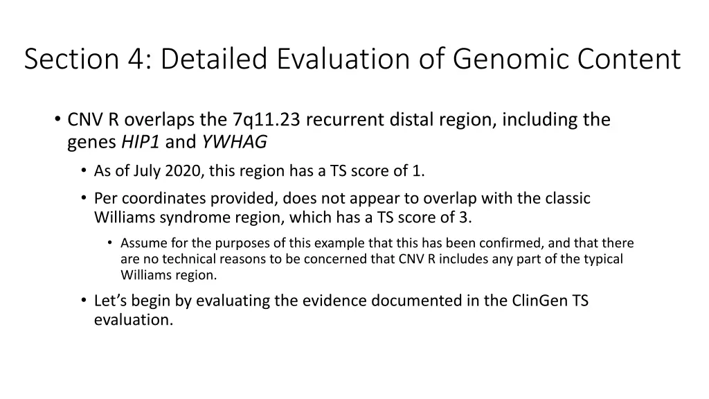 section 4 detailed evaluation of genomic content