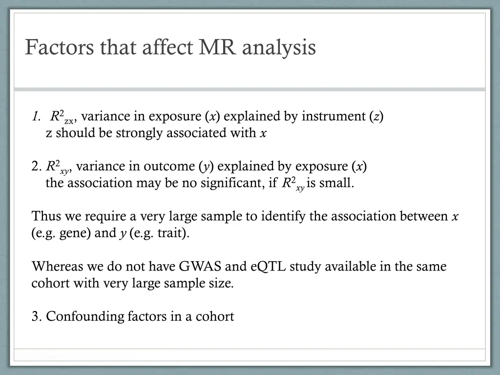 factors that affect mr analysis