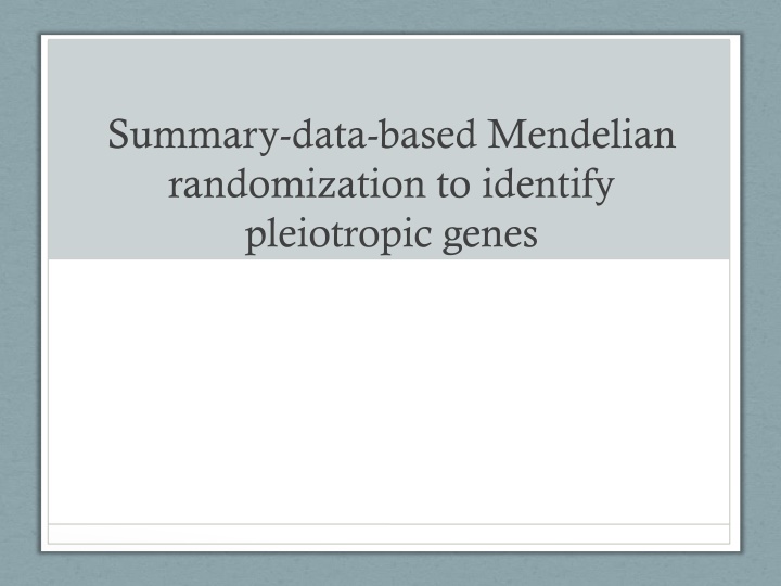 summary data based mendelian randomization