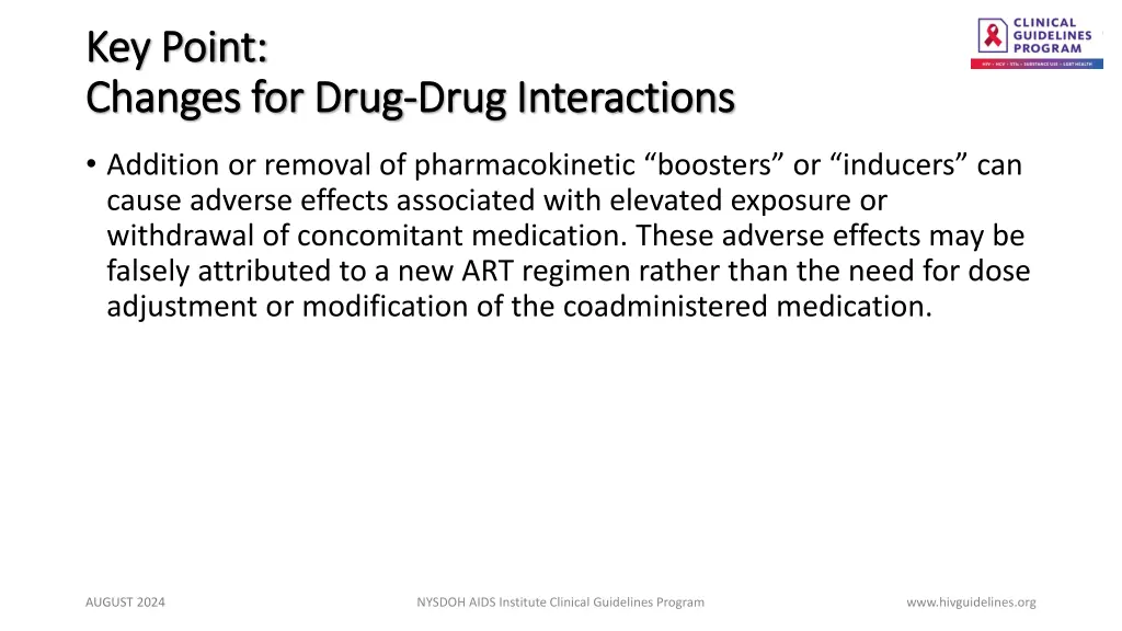key point key point changes for drug changes