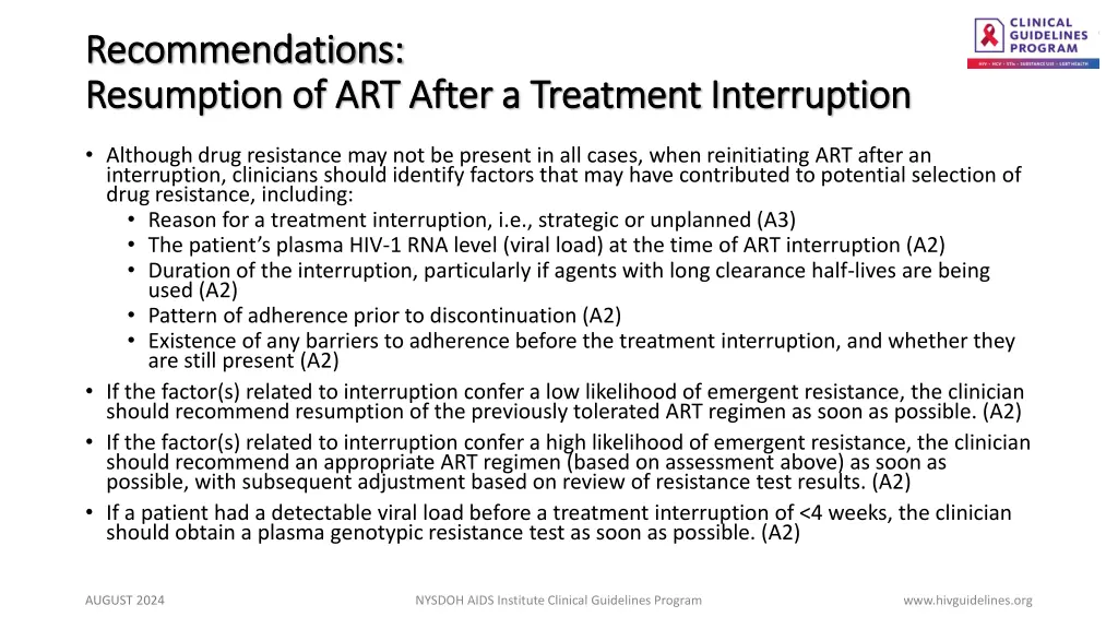 recommendations recommendations resumption