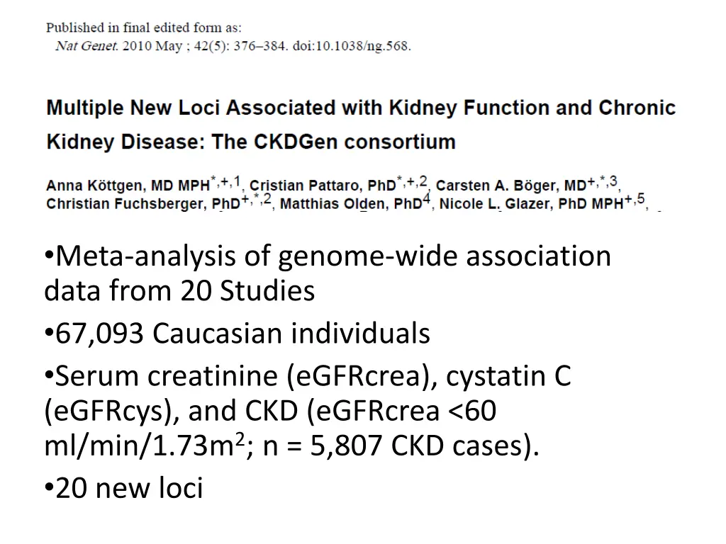 meta analysis of genome wide association data