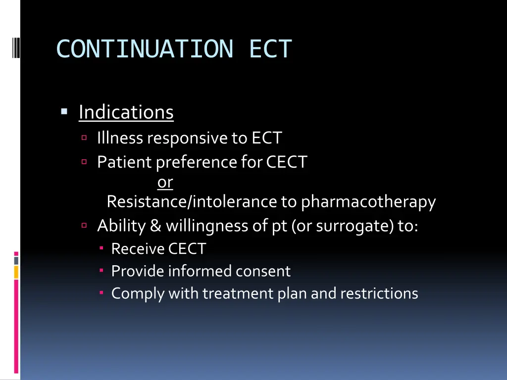 continuation ect