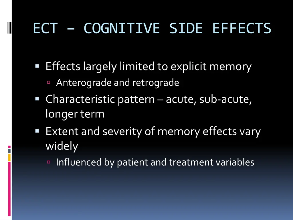 ect cognitive side effects
