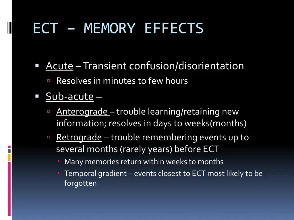 ect memory effects