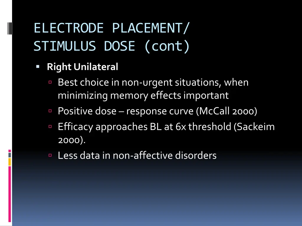 electrode placement stimulus dose cont 1