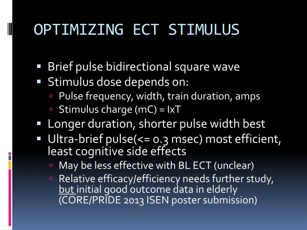 optimizing ect stimulus