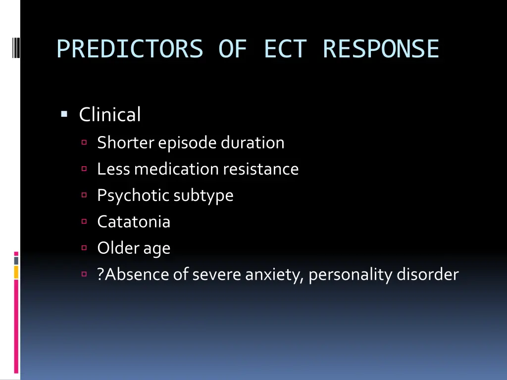 predictors of ect response