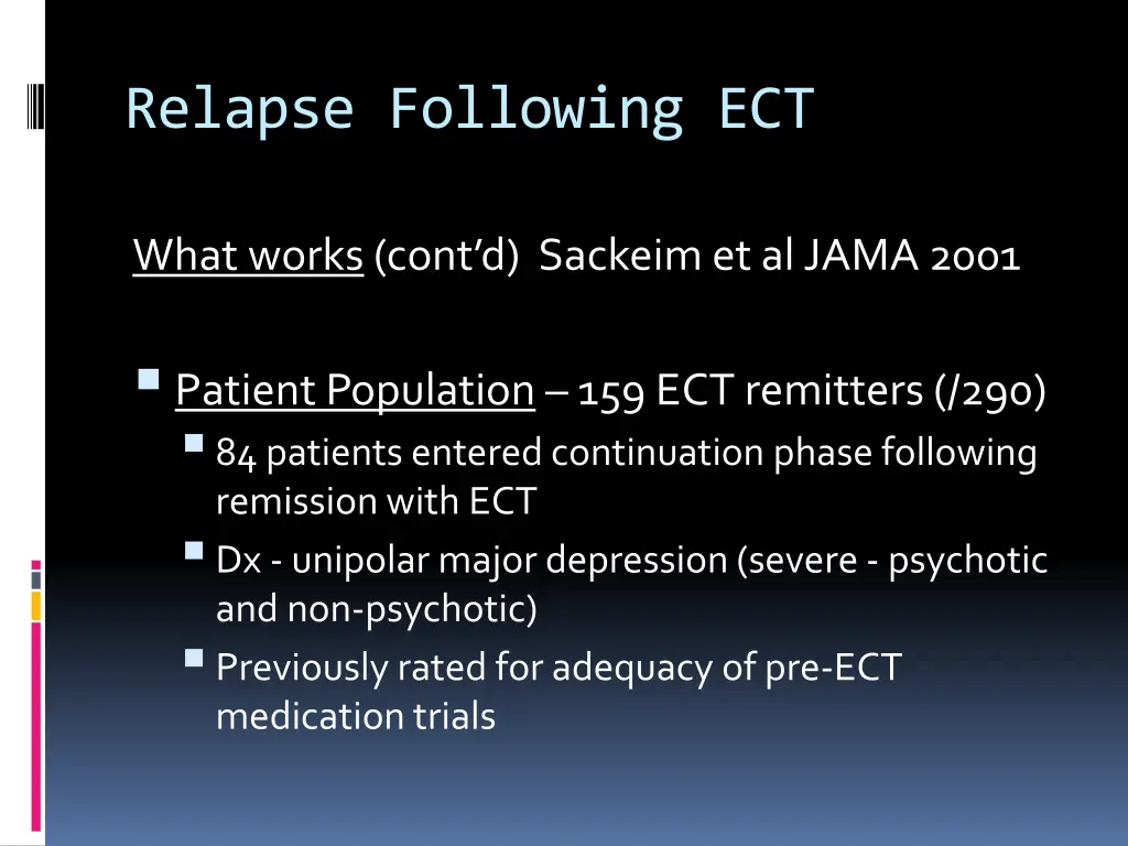 relapse following ect 2