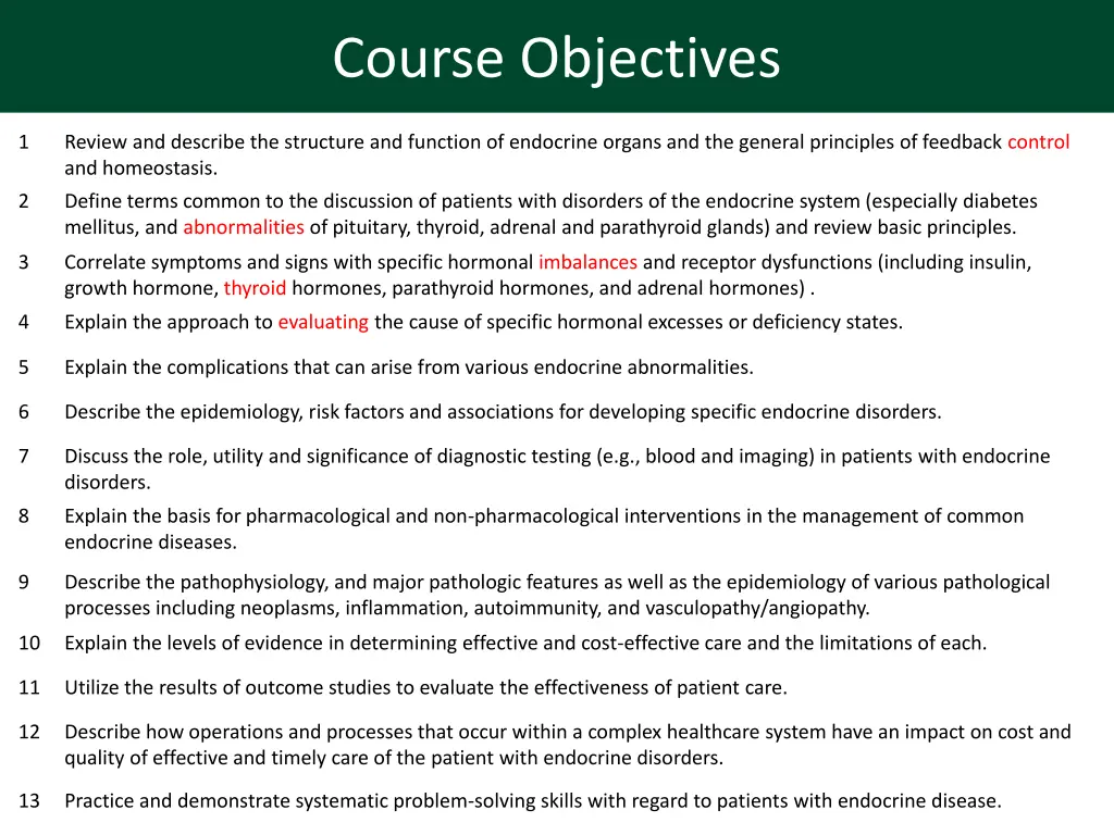 course objectives