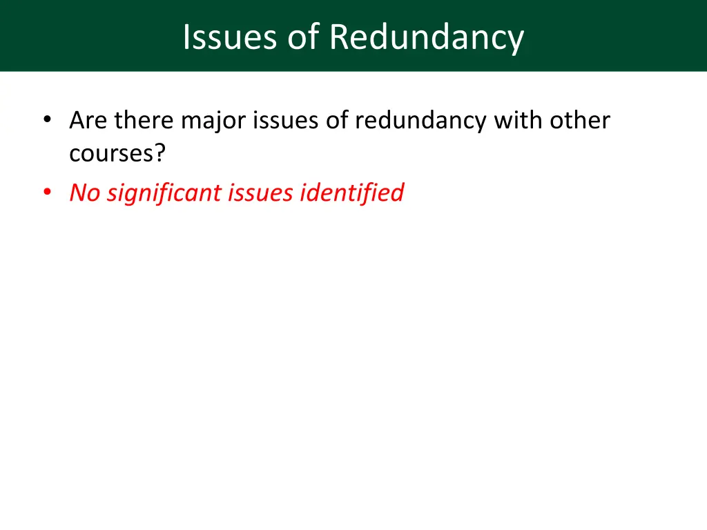 issues of redundancy