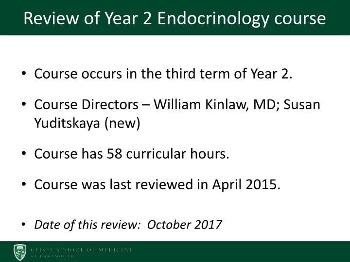 review of year 2 endocrinology course