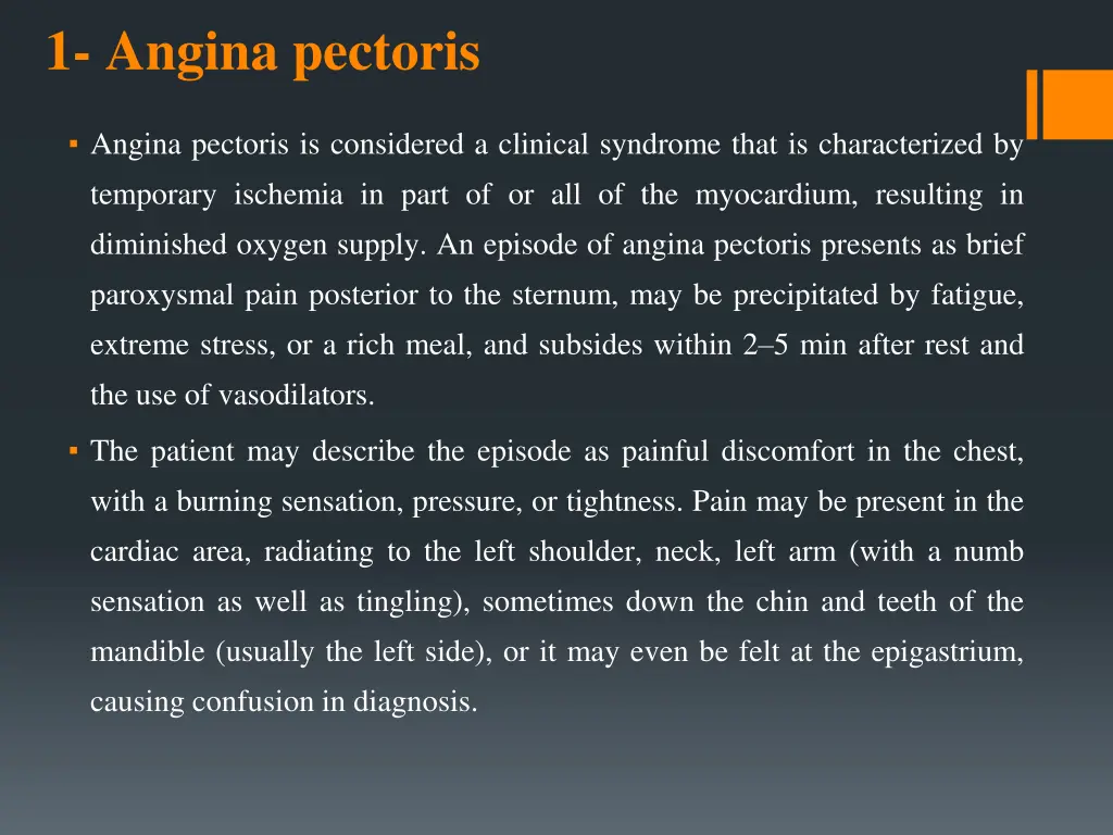 1 angina pectoris