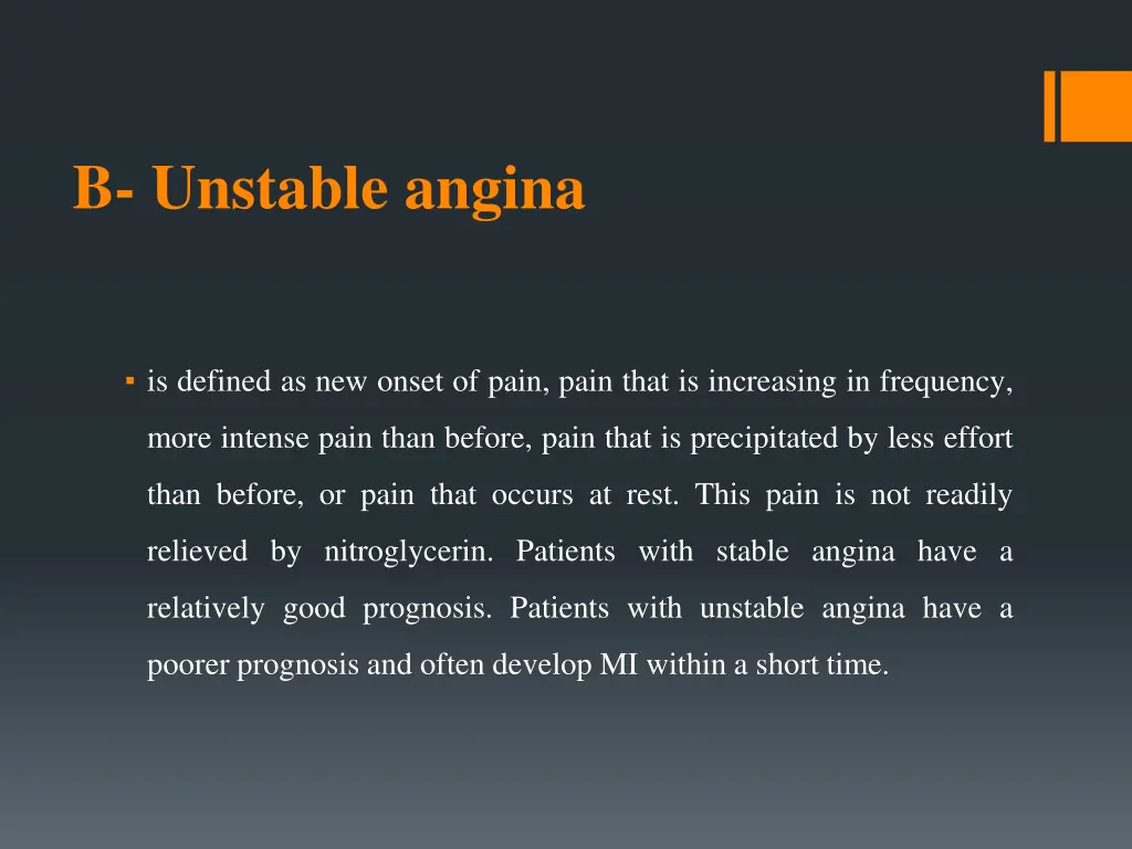 b unstable angina