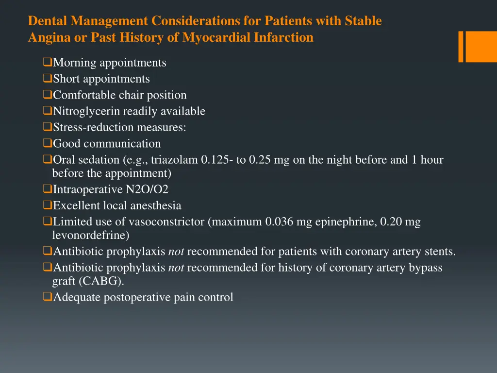 dental management considerations for patients