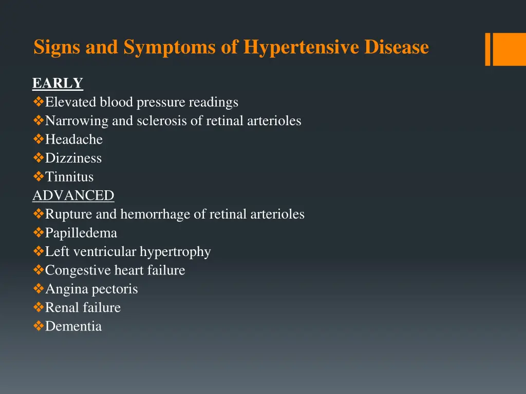 signs and symptoms of hypertensive disease