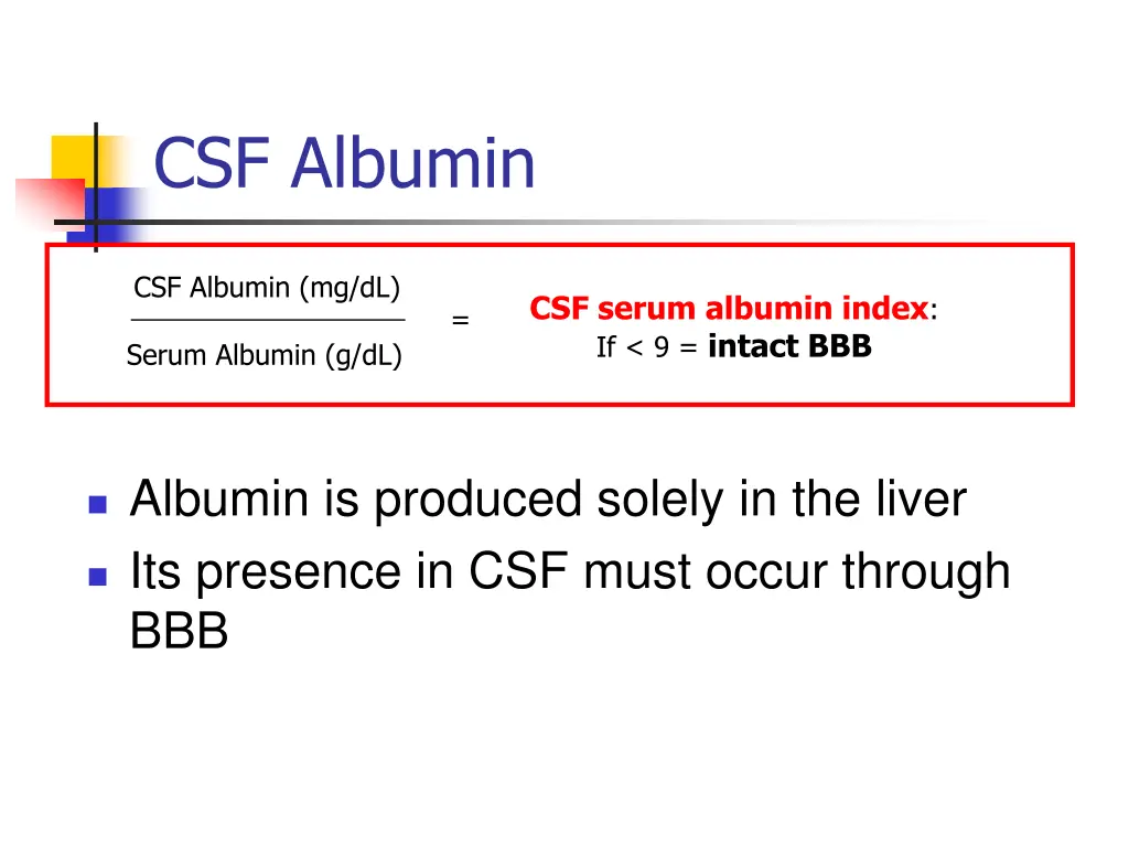 csf albumin