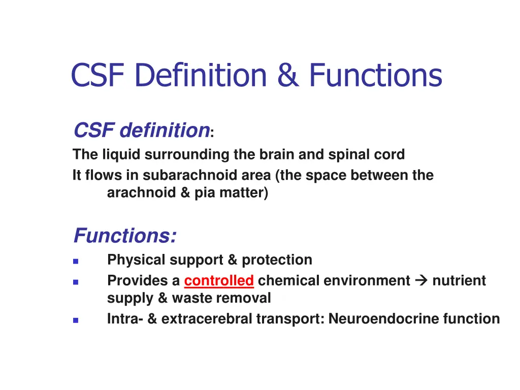 csf definition functions