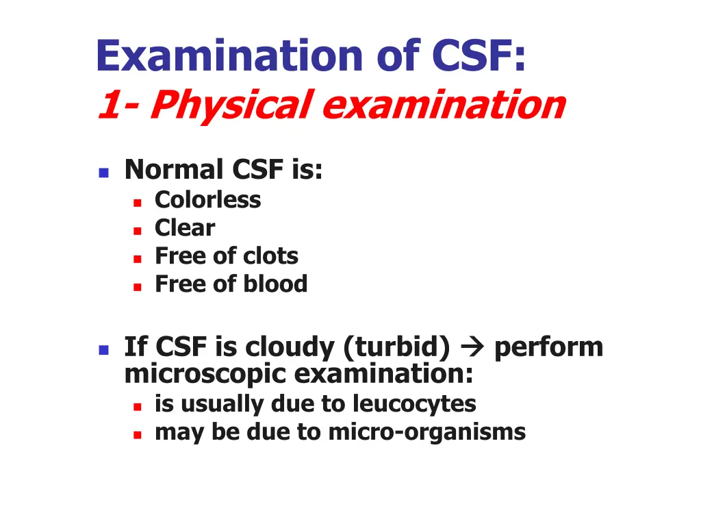 examination of csf 1 physical examination