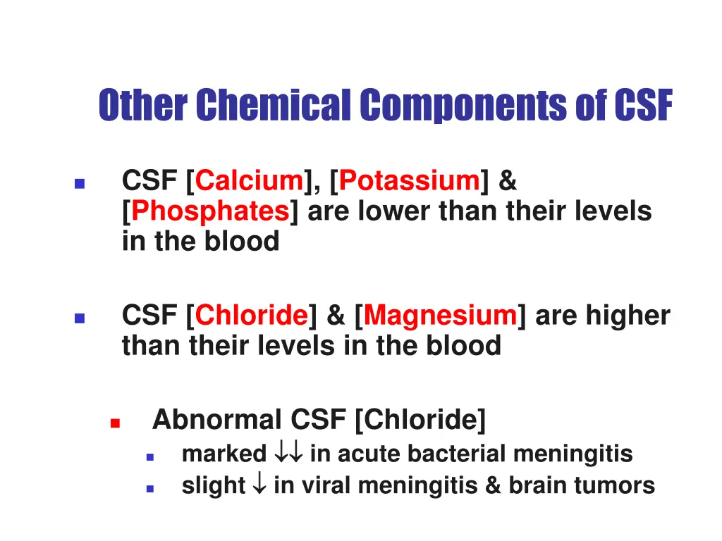 other chemical components of csf