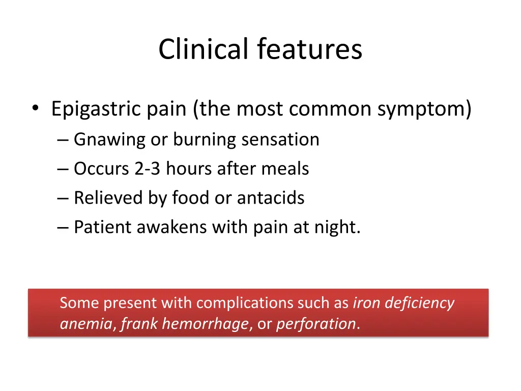 clinical features