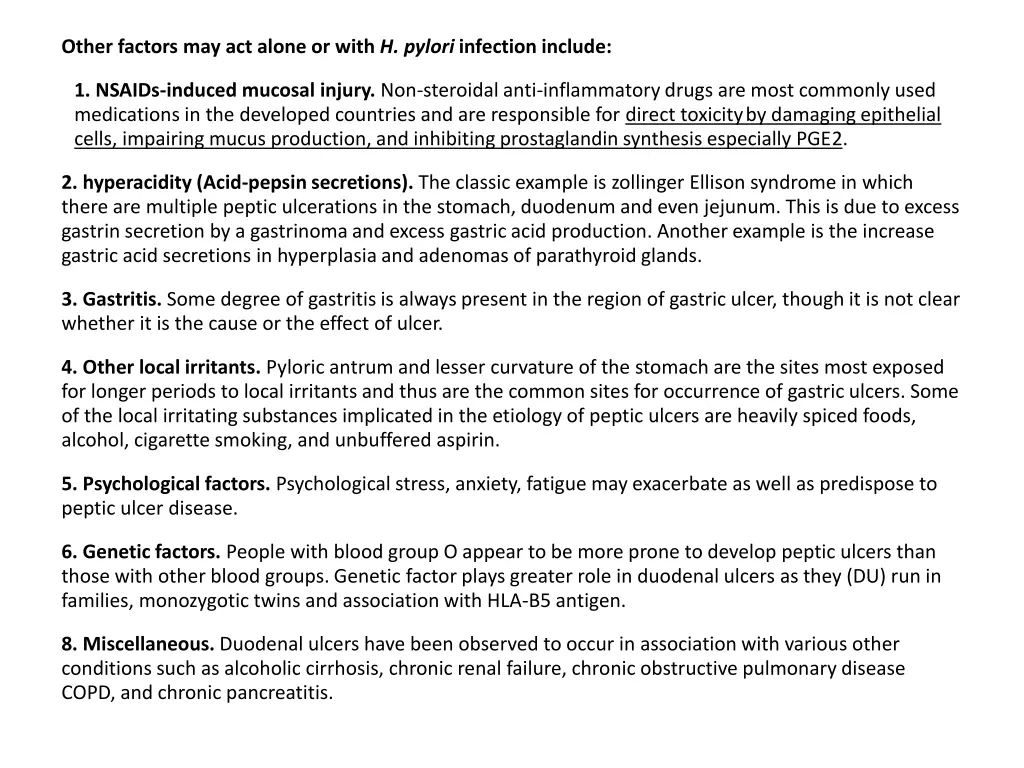 other factors may act alone or with h pylori