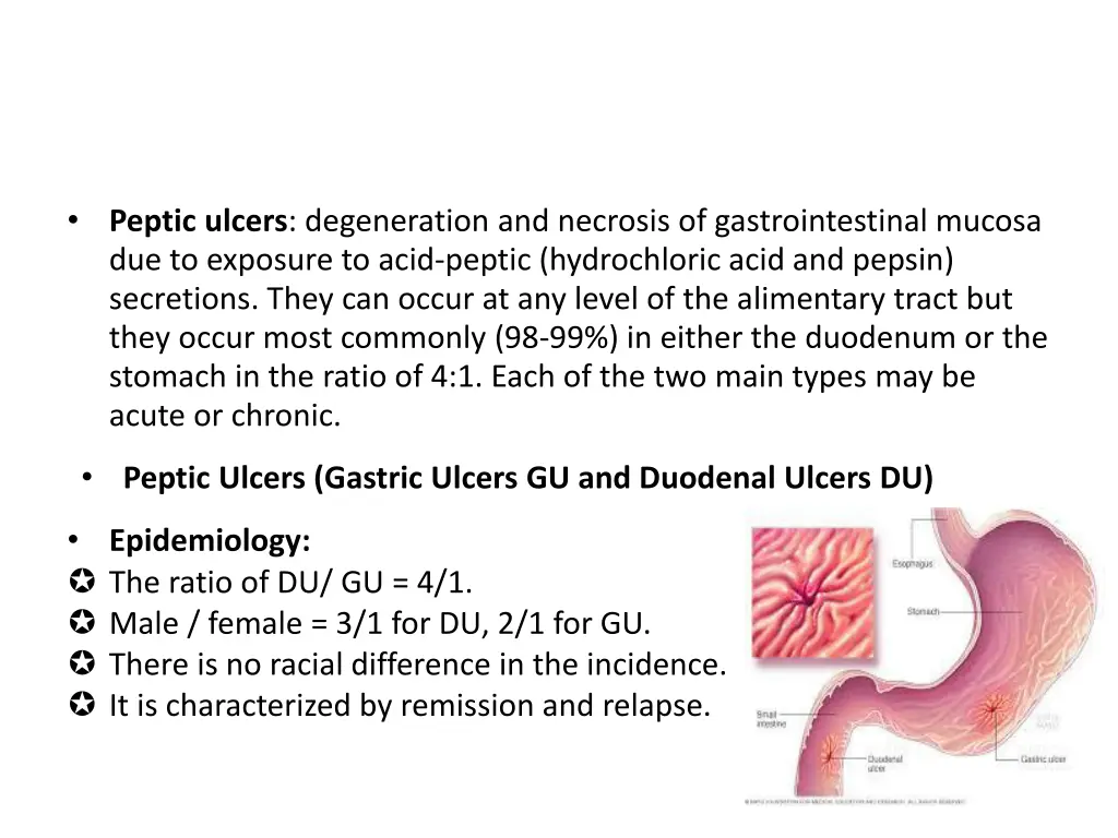 peptic ulcers degeneration and necrosis