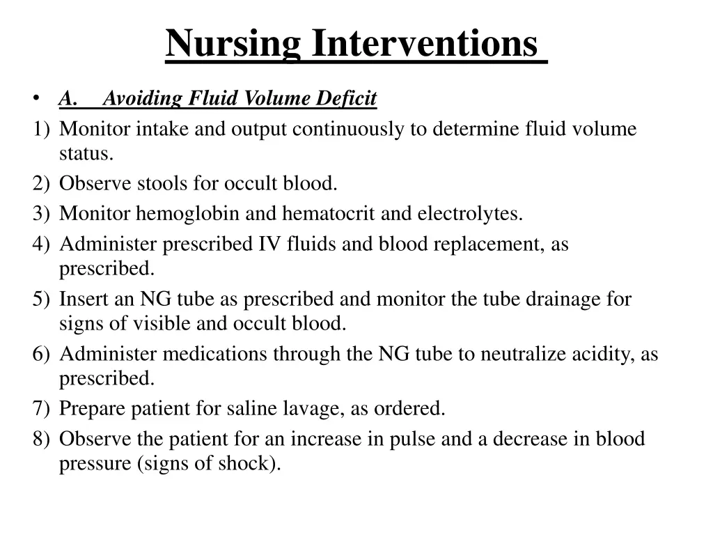nursing interventions
