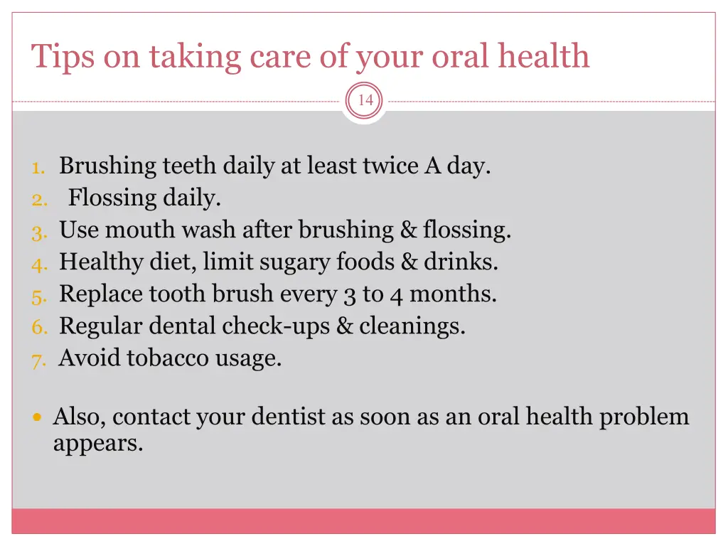 tips on taking care of your oral health