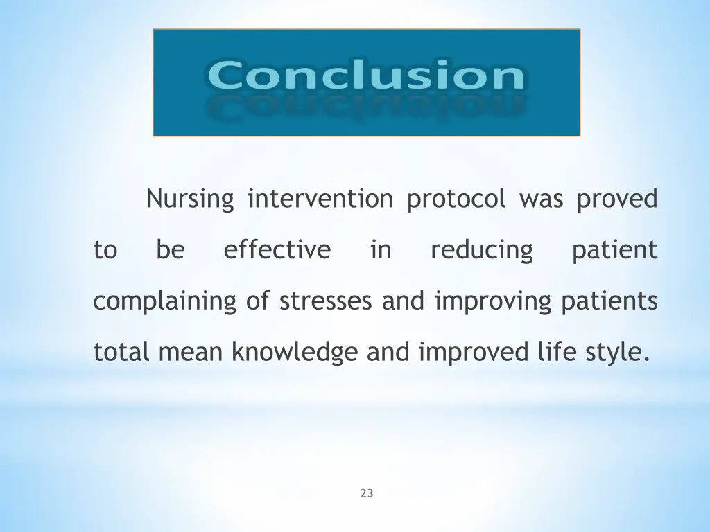 nursing intervention protocol was proved