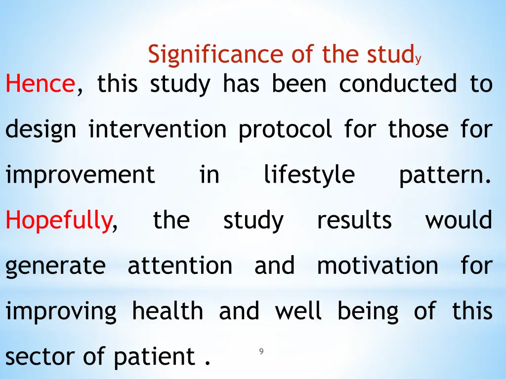 significance of the stud y